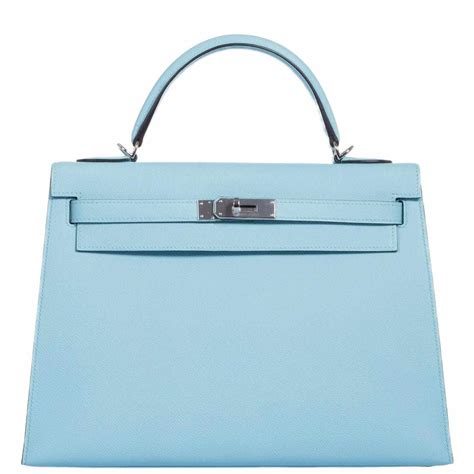 Hermès Kelly 32 Sellier Blue Atoll Epsom Palladium Hardware